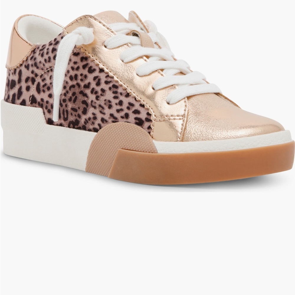DV by Dolce Vita Gold and Brown Sneakers with Metallic and Animal Print